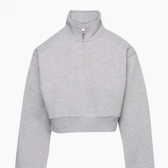 Aritzia Sweaters - TNA Aritzia Large Dusty Mauve Cozy Fleece Perfect ¼ Zip Sweatshirt